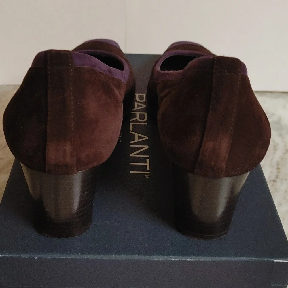 Parlanti Brown and Purple Suede Square Toe Heels Size 40